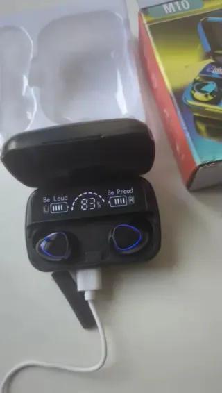 Auriculares Bluetooth Negros y carga movil