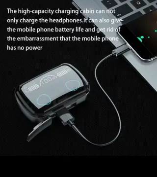 Auriculares Bluetooth Negros y carga movil