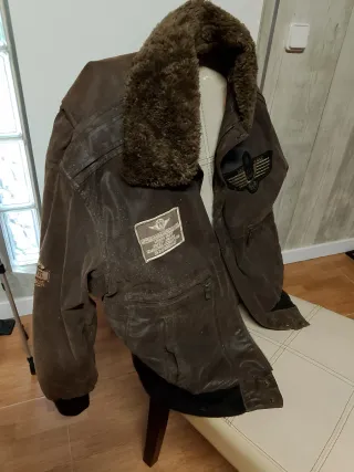 Cazadora Cuero Aviador Marrón