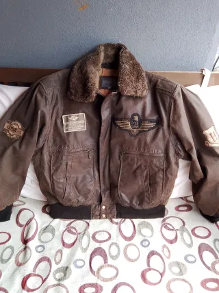 Cazadora Cuero Aviador Marrón