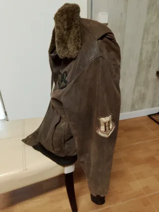 Cazadora Cuero Aviador Marrón