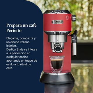 Cafetera DeLonghi Dedica Roja Acero Inox
