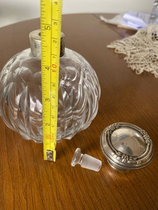 Botella Perfume Cristal Tallado Plata Tocador