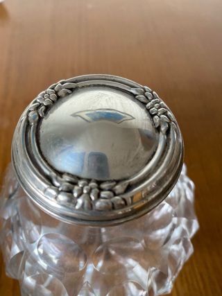 Botella Perfume Cristal Tallado Plata Tocador