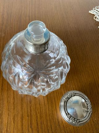 Botella Perfume Cristal Tallado Plata Tocador