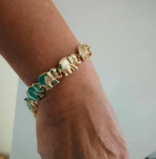 2 Pulseras Doradas Bisutería Elefantes