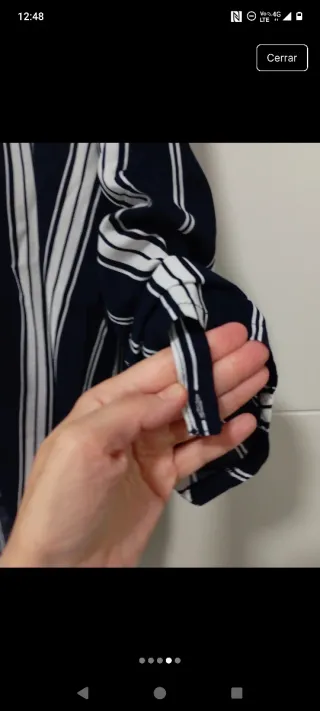 Camisa rayas azul y blanca manga 3/4