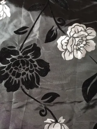 Colcha Edredón Floral Negro y plata