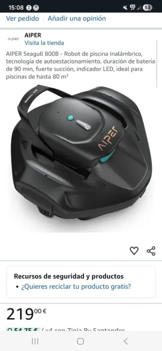 Robot Limpiafondos Piscina AIPER Seagull 800B