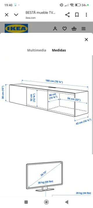 Mueble TV Besta Blanco