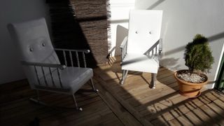 Pareja Mecedoras Vintage Restauradas Plata/Blanco