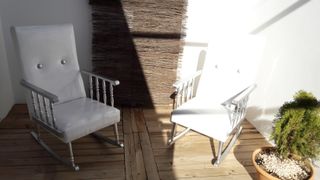 Pareja Mecedoras Vintage Restauradas Plata/Blanco