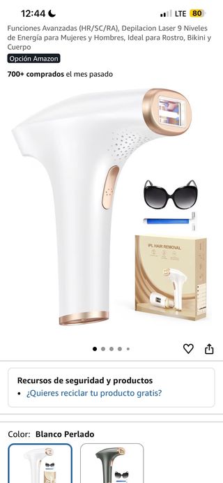 Depiladora Láser Avanzada Blanco Perlado