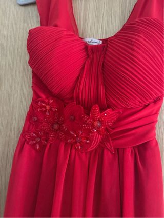 Vestido fiesta rojo joya con pedrería