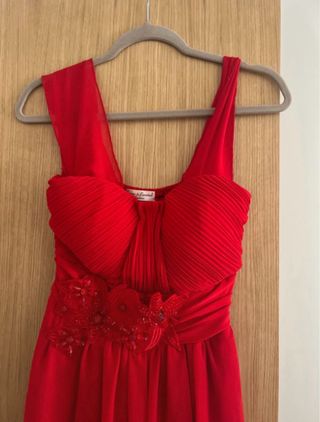 Vestido fiesta rojo joya con pedrería