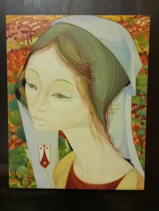 Jordi Aluma. Retrato femenino sobre tabla