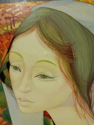 Jordi Aluma. Retrato femenino sobre tabla