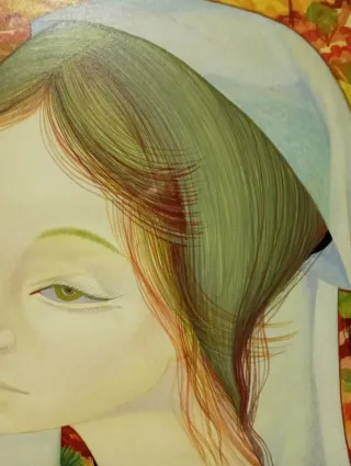 Jordi Aluma. Retrato femenino sobre tabla