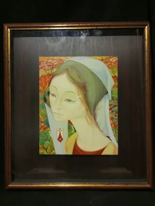 Jordi Aluma. Retrato femenino sobre tabla