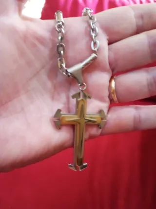 Colgante Cruz Acero Cadena