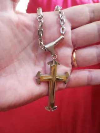 Colgante Cruz Acero Cadena