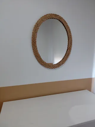 Espejo ovalado ratán trenzado
