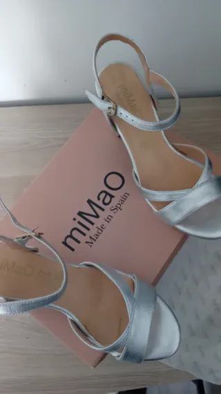 Mimao Sandalias Plataforma Tacón Fiesta Plata