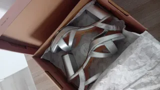 Mimao Sandalias Plataforma Tacón Fiesta Plata