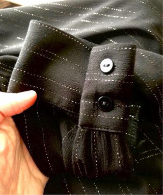 Camisa Zara Negra Rayas Finas Talla S