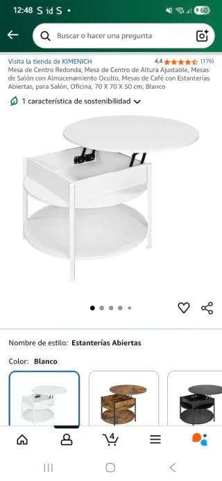Mesa de centro elevable KIMENICH blanca