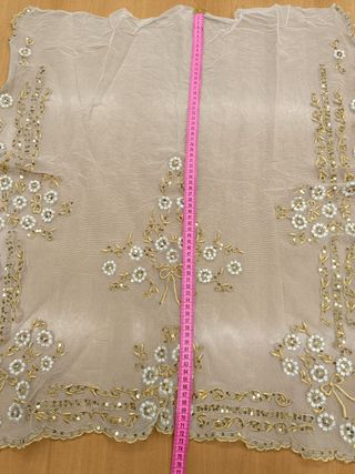 Manteleta tul bord. marfil oro, lent. oro. 73cm