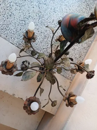 2 Lampadari Ferro Battuto Foglie Uva