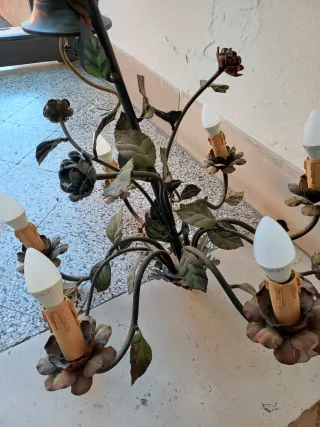 2 Lampadari Ferro Battuto Foglie Uva