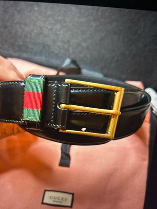 Cintura Gucci DT99T 95/38 Pelle Nera Oro