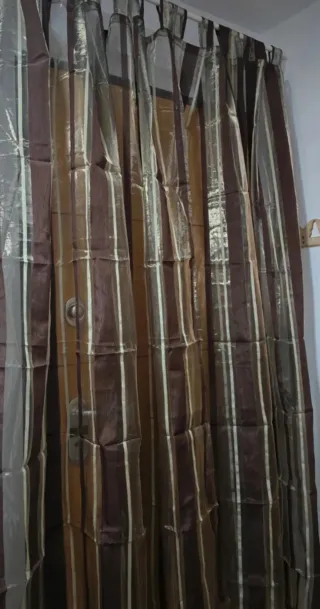 Visillos 2 patas marrones y dorados