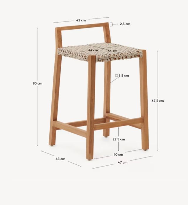 Taburete Giverola de madera maciza de teca 67,5 cm