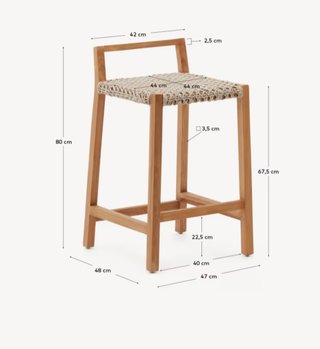 Taburete Giverola de madera maciza de teca 67,5 cm
