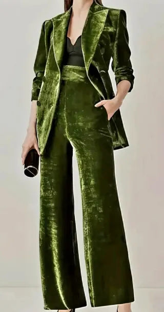 Traje Terciopelo Verde Chaqueta y Pantalón