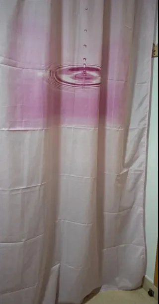 Cortinas visillos dos patas rosa y blanco