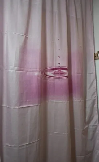 Cortinas visillos dos patas rosa y blanco