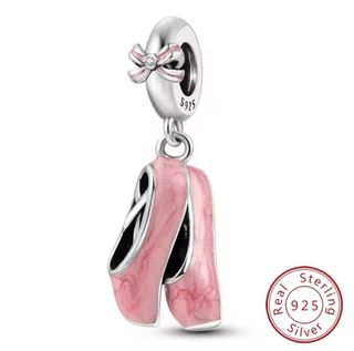 NUEVO Charm Bailarina Rosa con Lazo Plata 925