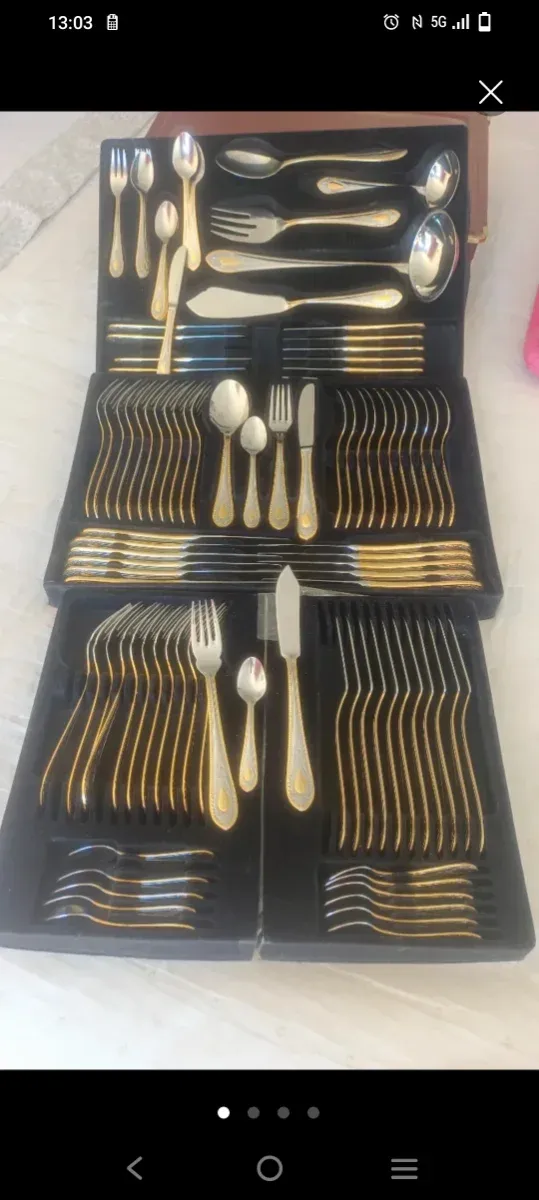 Cubertería de Lujo Acero Inoxidable Baño Oro