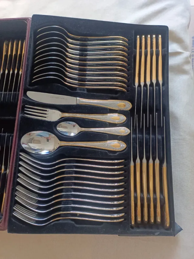 Cubertería de Lujo Acero Inoxidable Baño Oro