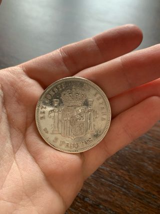 Moneda Plata 5 Pesetas Alfonso XIII año 1888