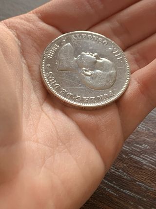 Moneda Plata 5 Pesetas Alfonso XIII año 1888