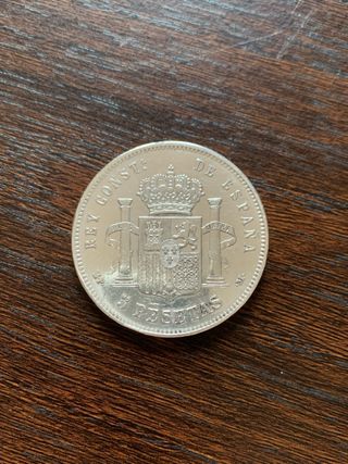 Moneda Plata 5 Pesetas Alfonso XIII año 1888