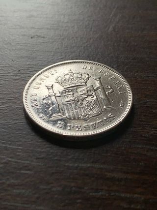 Moneda Plata 5 Pesetas Alfonso XIII año 1888