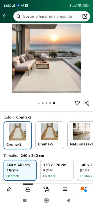 Alfombra 240x340 Crema Interior/Exterior