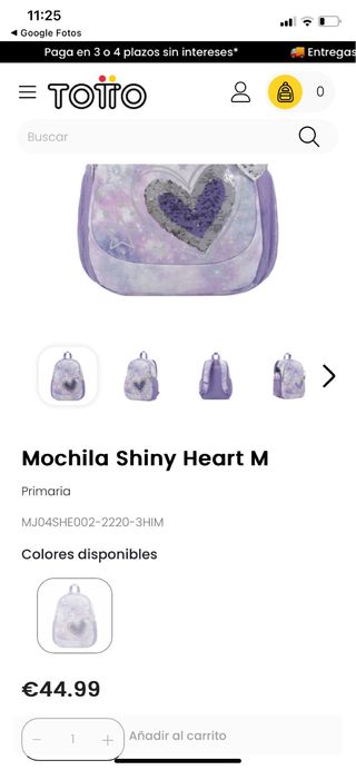 Mochila Totto niña morada estrellas corazón