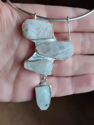 Collar Plata Piedra Luna Natural